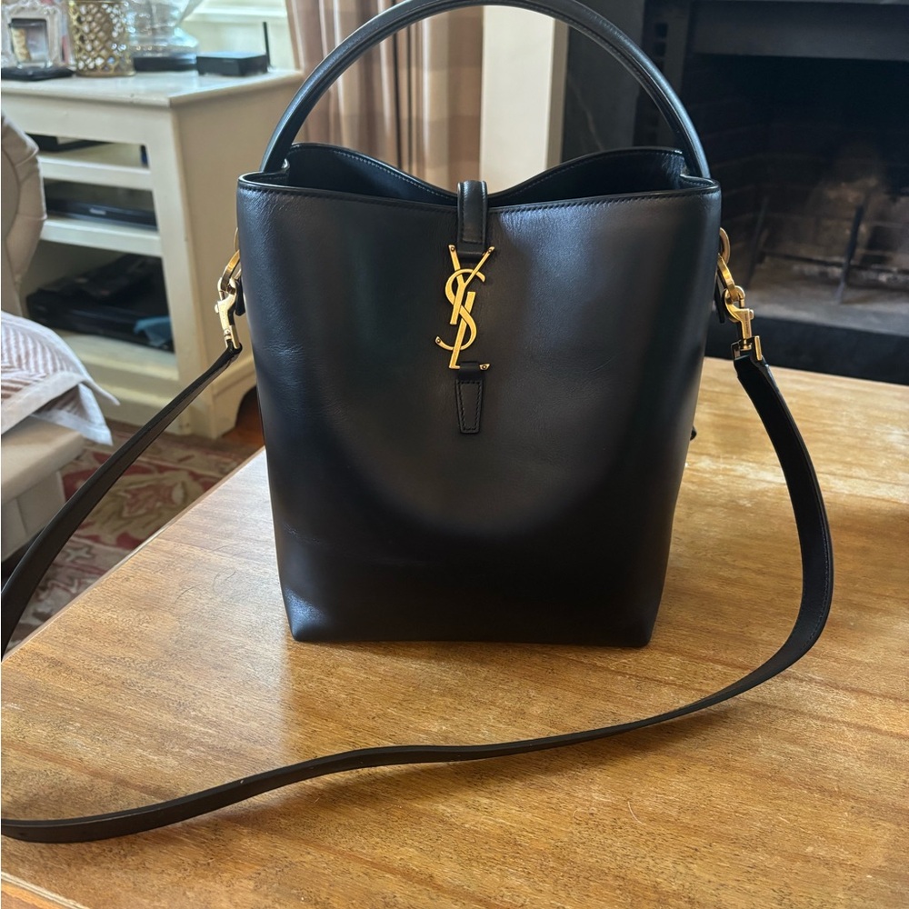Yves Saint Laurent Le 37 Black Shoulder Bag with Gold Hardware